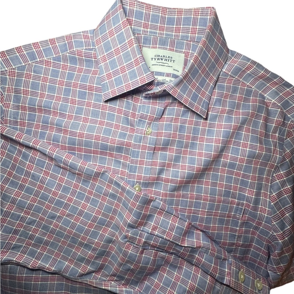 Charles Tyrwhitt Non Iron Slim Fit Plaid Dress Shirt 15.5 33